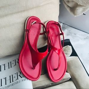 Cole Haan Red Leather Sandal With Nike Air Sole